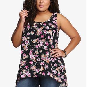 Torrid Floral Hi-Lo Chiffon Tank Top